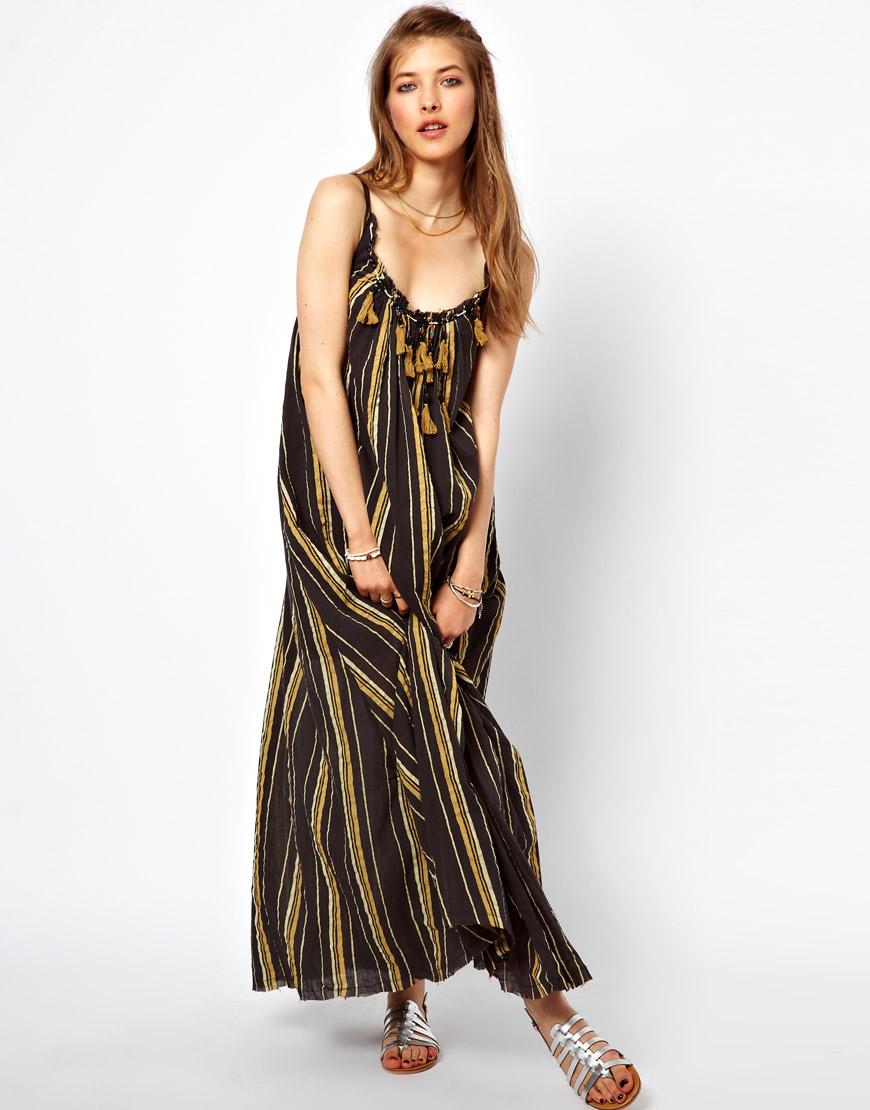Foto Vestido de bambula con borlas de Free People Negro combinado