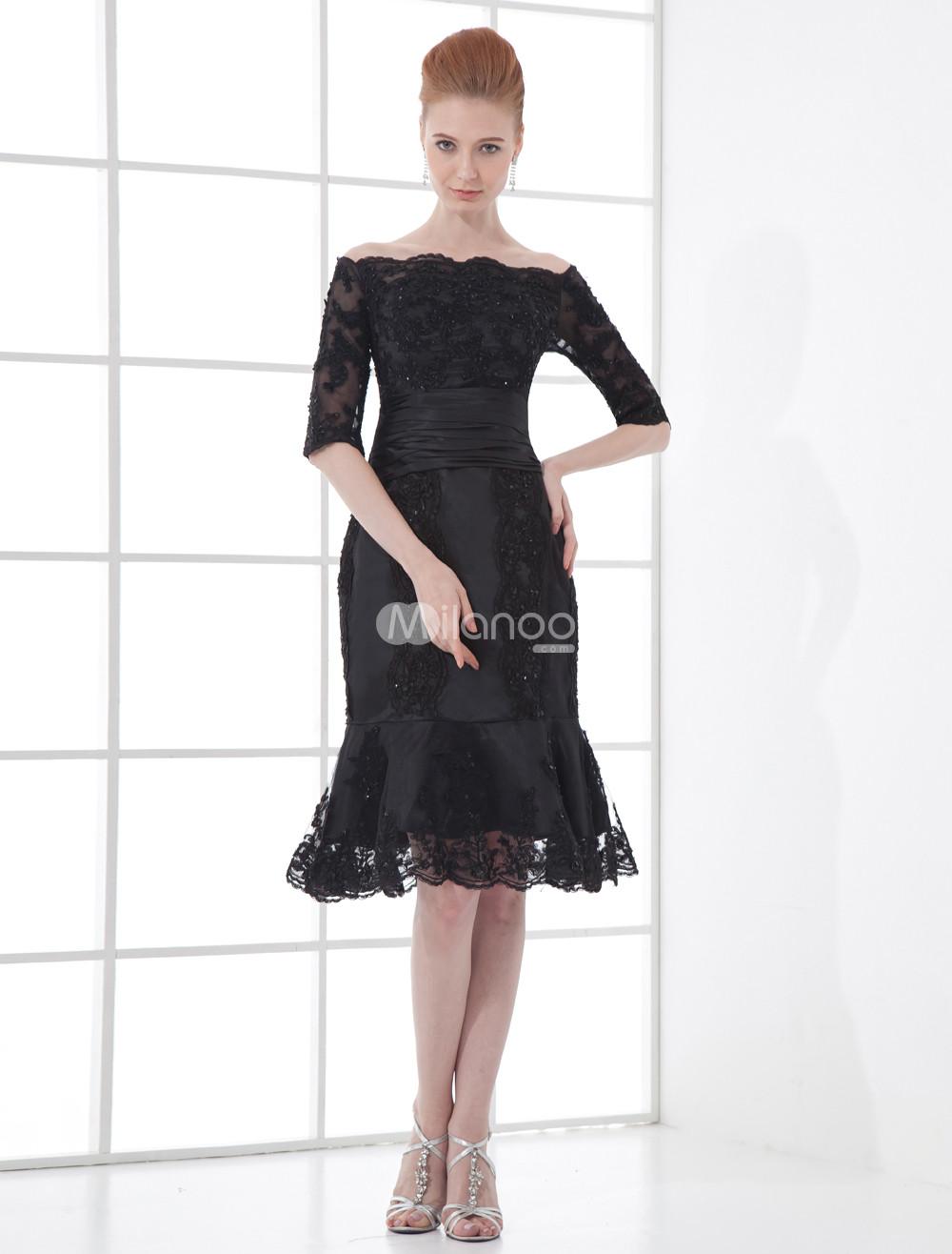 Foto Vestido de coctel de moda de abalorios de Organza negro de vaina