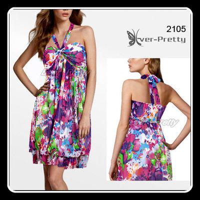 Foto Vestido De Coctel  En Chiffon Con Estampado Floral   - Talla: 42