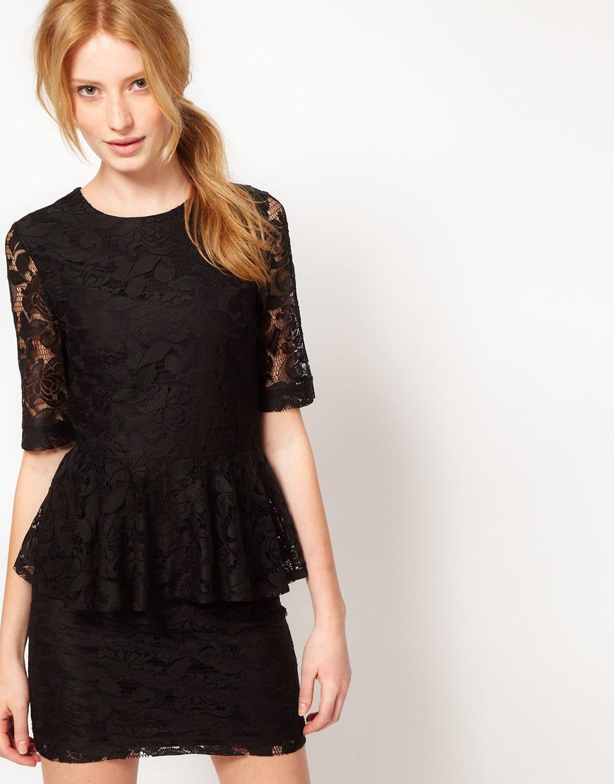 Foto Vestido de encaje con sobrefalda de Vero Moda Negro