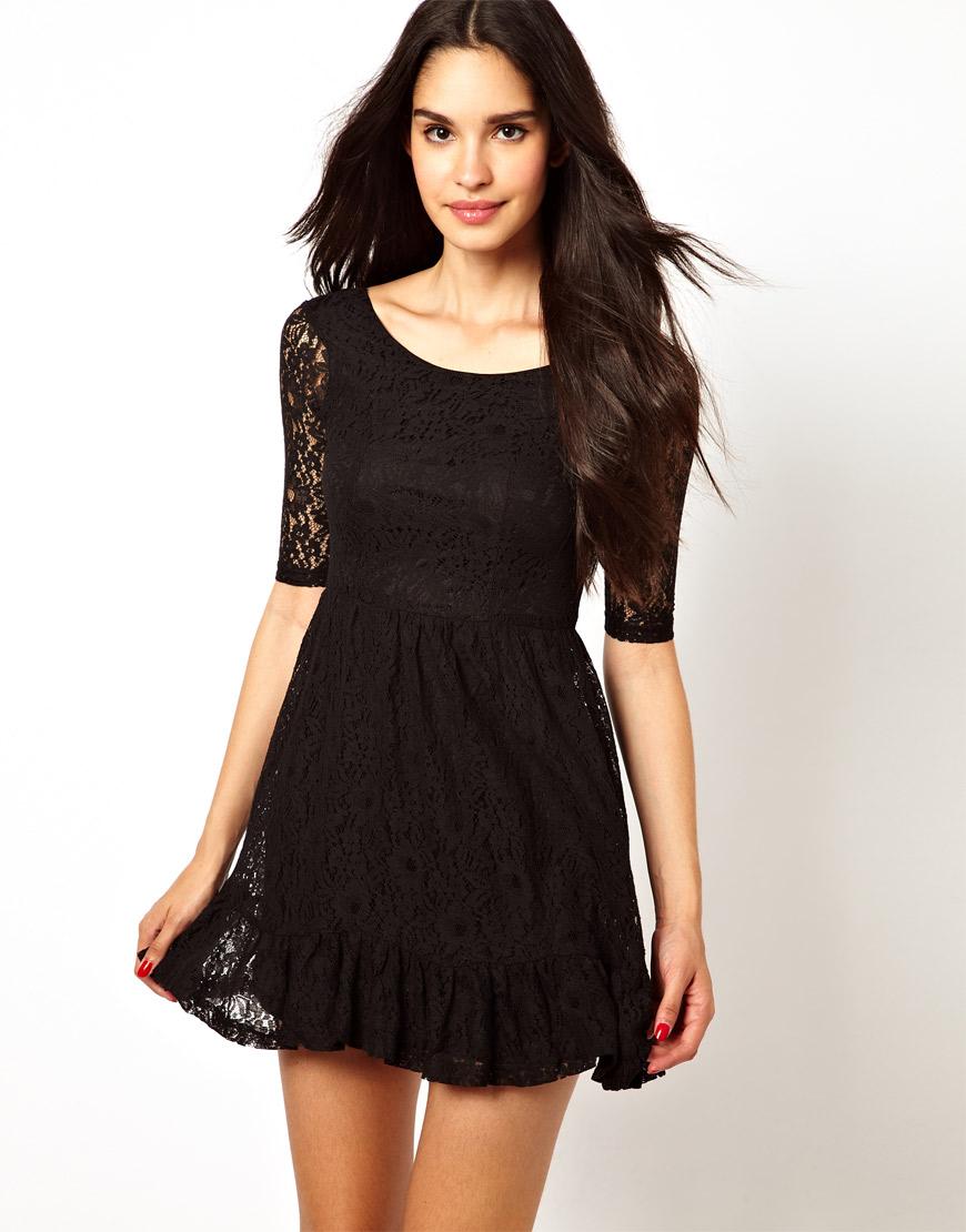Foto Vestido de encaje de Rare Negro