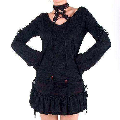 Foto Vestido de encaje negro y rojo