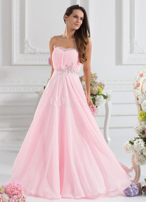 Foto Vestido de fiesta dulce vestido rosa gasa Rhinestone-vestido mujer