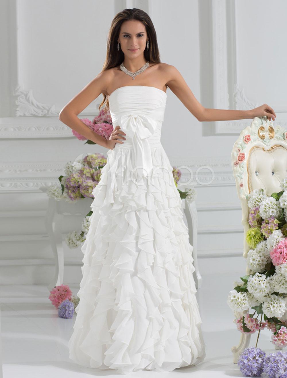 Foto Vestido de fiesta elegante flor vestido de Gasa marfil sin tirantes piso-longitud Femenil