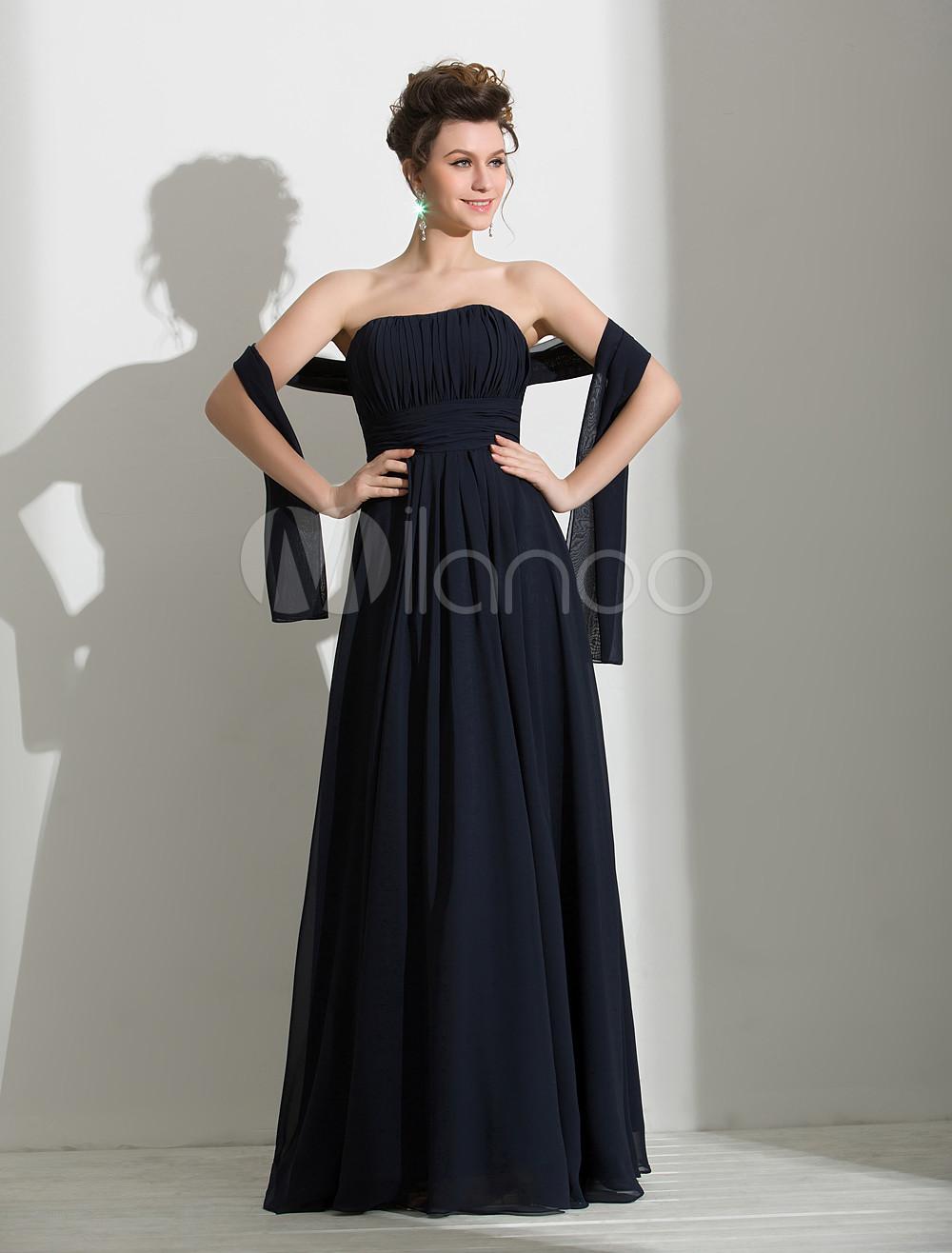 Foto Vestido de gasa azul marino oscuro vestido elegante vestido de fiesta-vestido de la mujer