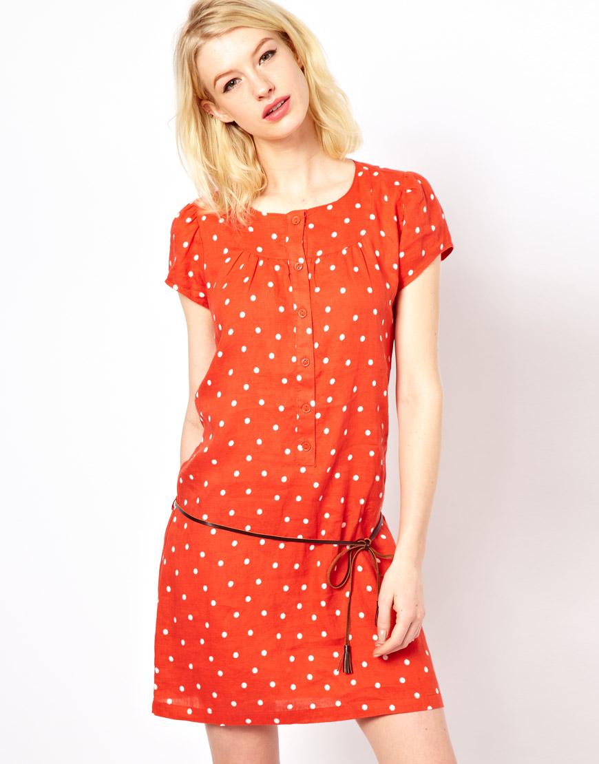 Foto Vestido de lunares con manga de farol y cinturón anudado de Sessun...