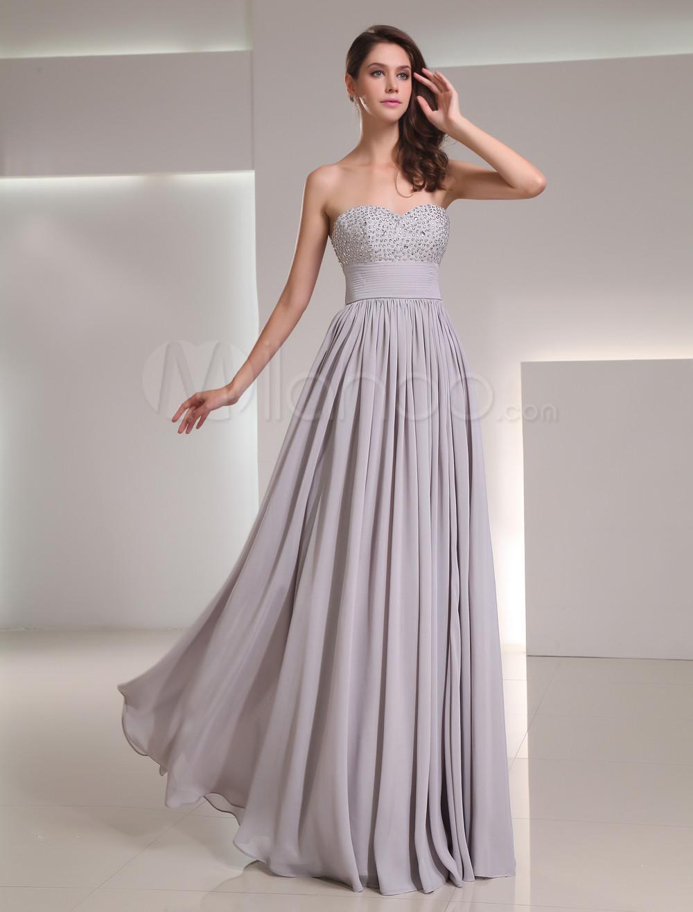 Foto Vestido de noche elegante gasa lentejuelas amor cuello de la mujer