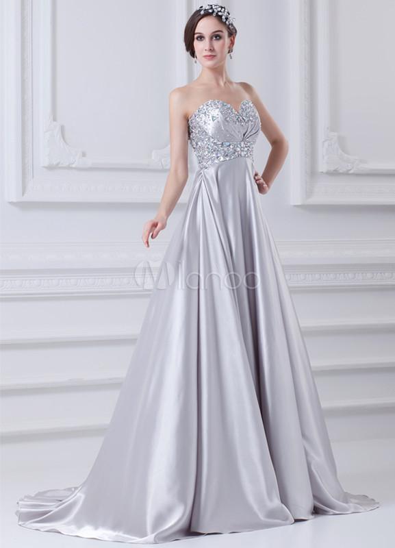 Foto Vestido de noche elegante para la plata del Rhinestone moda