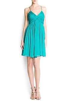 Foto Vestido Drapeado Gasa esmeralda MANGO