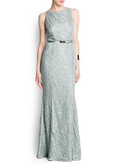 Foto Vestido Encaje Corte Sirena argile MANGO