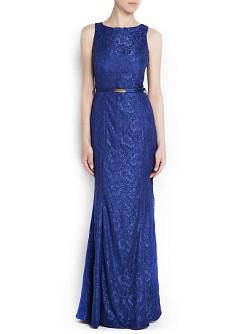 Foto Vestido Encaje Corte Sirena azul MANGO