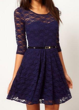 Foto vestido encaje mango medio-azul oscuro