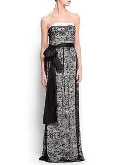 Foto Vestido Encaje Palabra De Honor offwhite MANGO