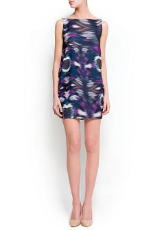 Foto Vestido Estampado Drapeado morado MANGO