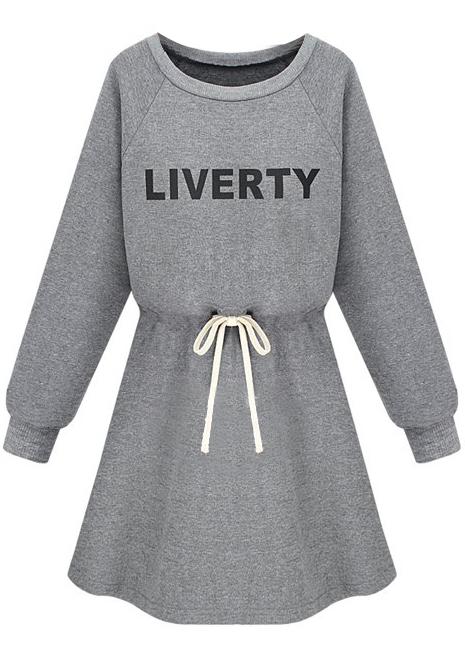 Foto Vestido estampado LIVERTY mangas largas-Gris