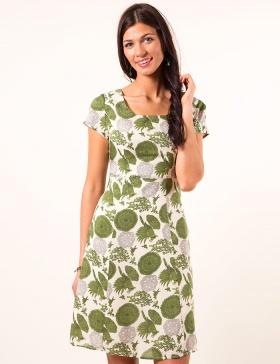 Foto Vestido estampado primaveral en verdes de laga
