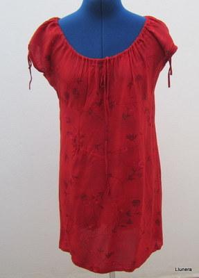 Foto Vestido Estampado Rojo Zara Talla 42 Manga Corta Cuello Ajustable