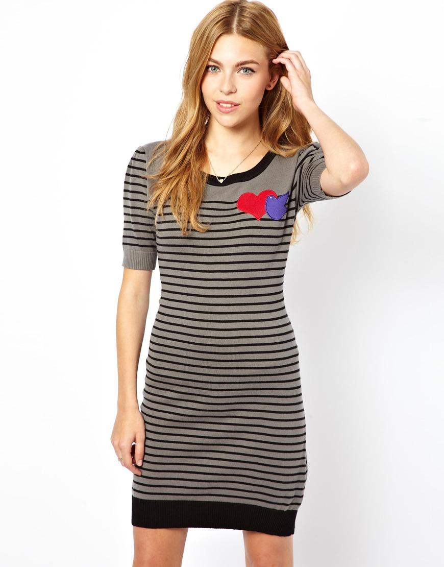 Foto Vestido estilo suéter a rayas de Sugarhill Boutique Gris