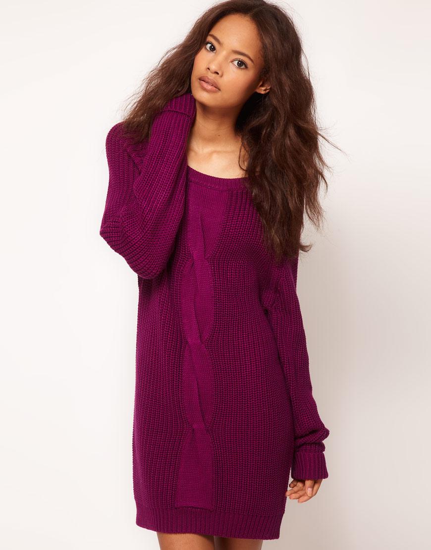 Foto Vestido estilo suéter de punto de ochos de ASOS Purple