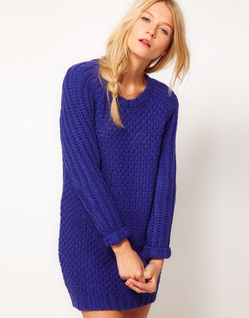 Foto Vestido estilo suéter en punto texturizado de ASOS Azul