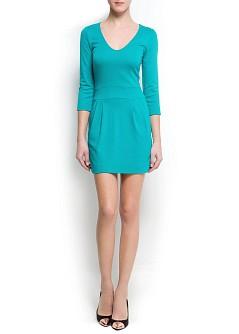 Foto Vestido Falda Tulipán esmeralda MANGO