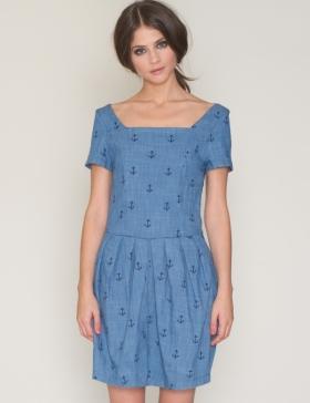 Foto Vestido fiona denim manga corta estampado ancoras de pepaloves