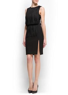 Foto Vestido Flecos negro MANGO