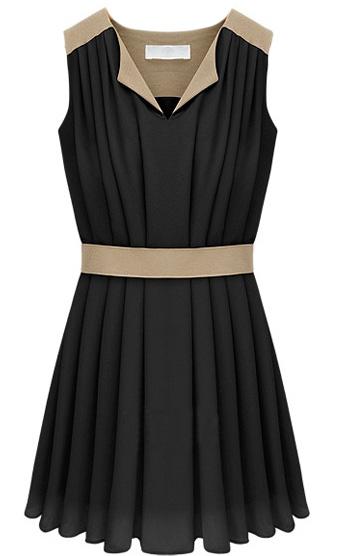 Foto Vestido gasa plisado-Negro