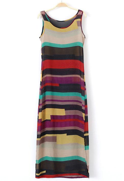 Foto Vestido gasa rayas-Multicolor