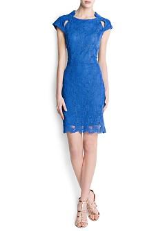 Foto Vestido Guipur Aberturas neon blue MANGO