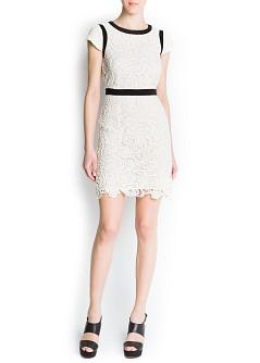 Foto Vestido Guipur Vivos Contraste crudo MANGO