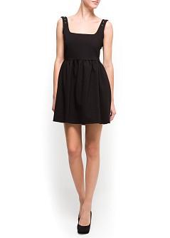 Foto Vestido Jacquard Vuelo negro MANGO