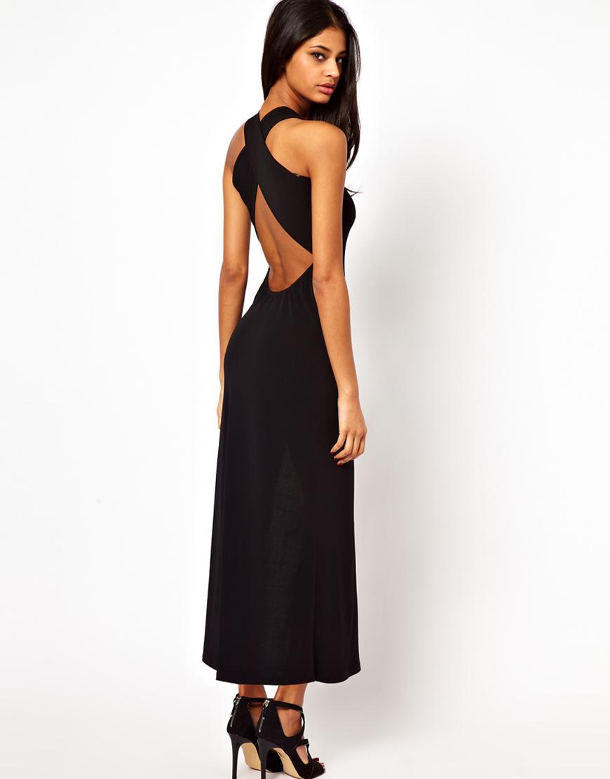 Foto Vestido largo con abertura en el muslo y espalda cruzada de John Za...