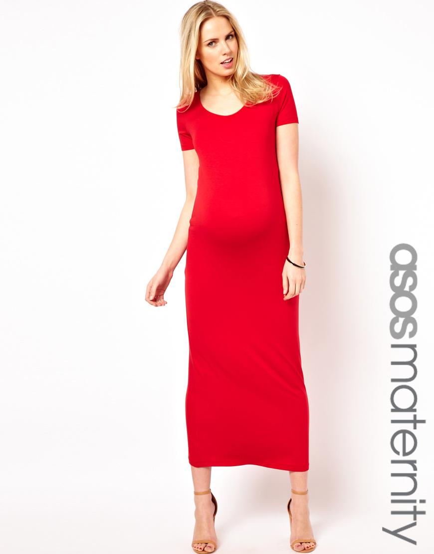Foto Vestido largo con manga de camiseta de ASOS Maternity Chinese red