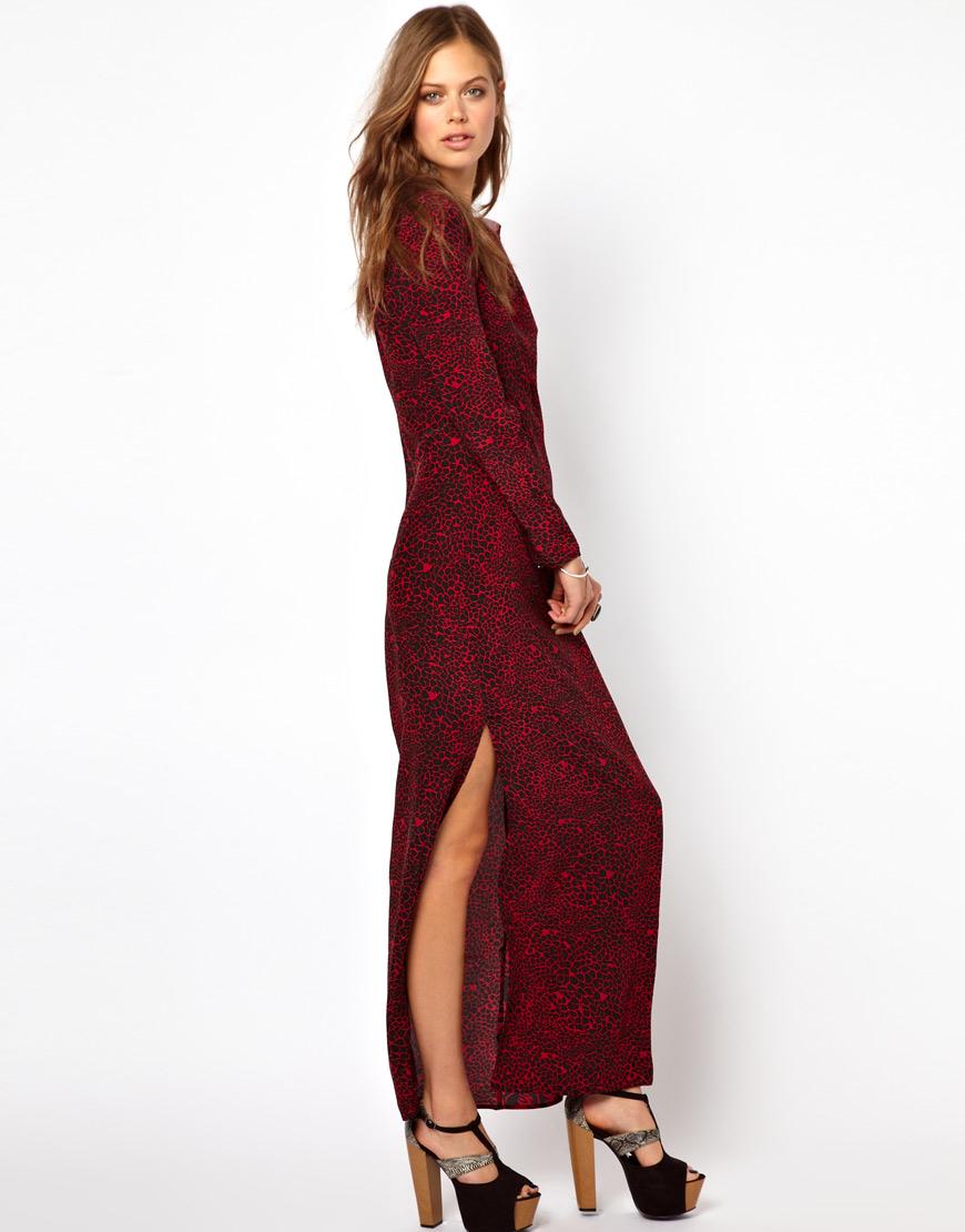 Foto Vestido largo de seda estampado de Winter Kate Rosette red