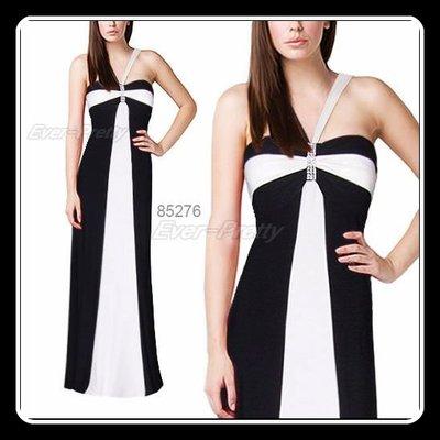 Foto Vestido Largo En Lycra Blanco Y Negro - Talla 40