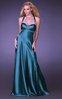 Foto Vestido largo en raso color verde agua