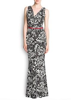 Foto Vestido Largo Estampado Dalias negro MANGO