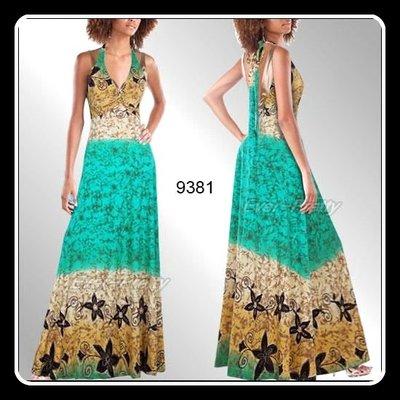 Foto Vestido Largo Estampado En Lycra Y Saten  - Talla 42