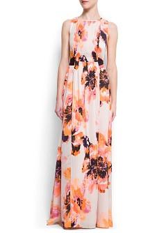 Foto Vestido Largo Estampado Floral orange MANGO