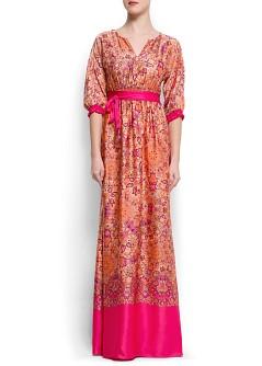 Foto Vestido Largo Estampado orange MANGO