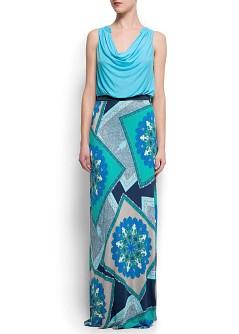 Foto Vestido Largo Estampado Pañuelo esmeralda MANGO