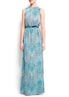 Foto Vestido Largo Estampado Paisley turquesa MANGO