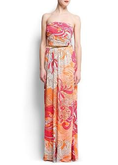 Foto Vestido Largo Palabra De Honor coral MANGO