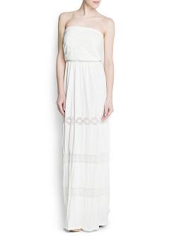 Foto Vestido Largo Paneles Encaje crudo MANGO