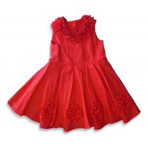 Foto Vestido lino rojo con nejas