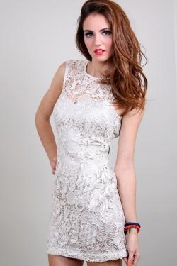 Foto Vestido Lipsy Plateado Encaje