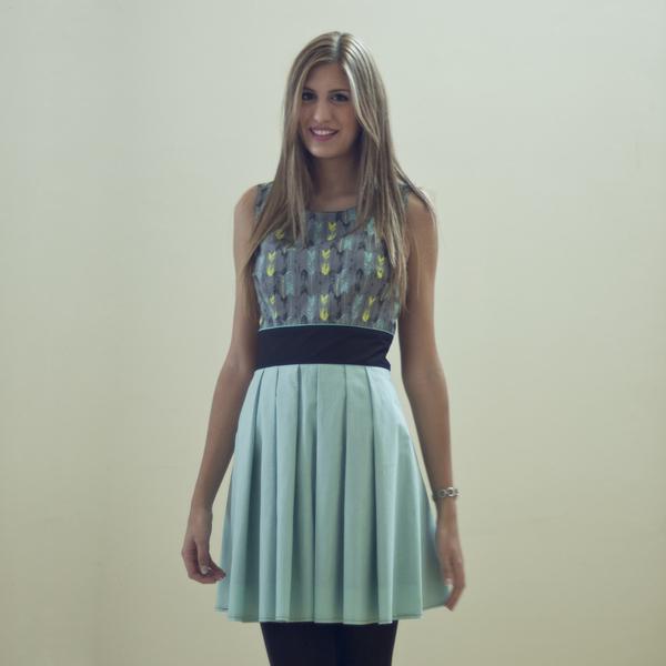 Foto Vestido Menta Y Gris