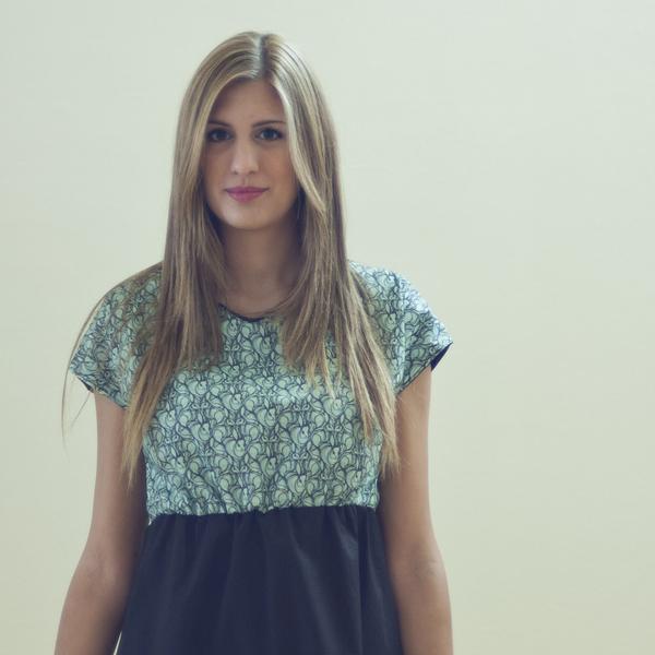 Foto Vestido Menta Y Negro Con Conejos