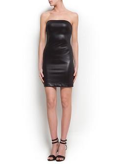 Foto Vestido Palabra De Honor Brillante negro MANGO